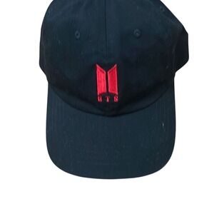 The Classics Yupoong Mens Black 100% Cotton Buckle BTS Logo Hat Cap Adjustable